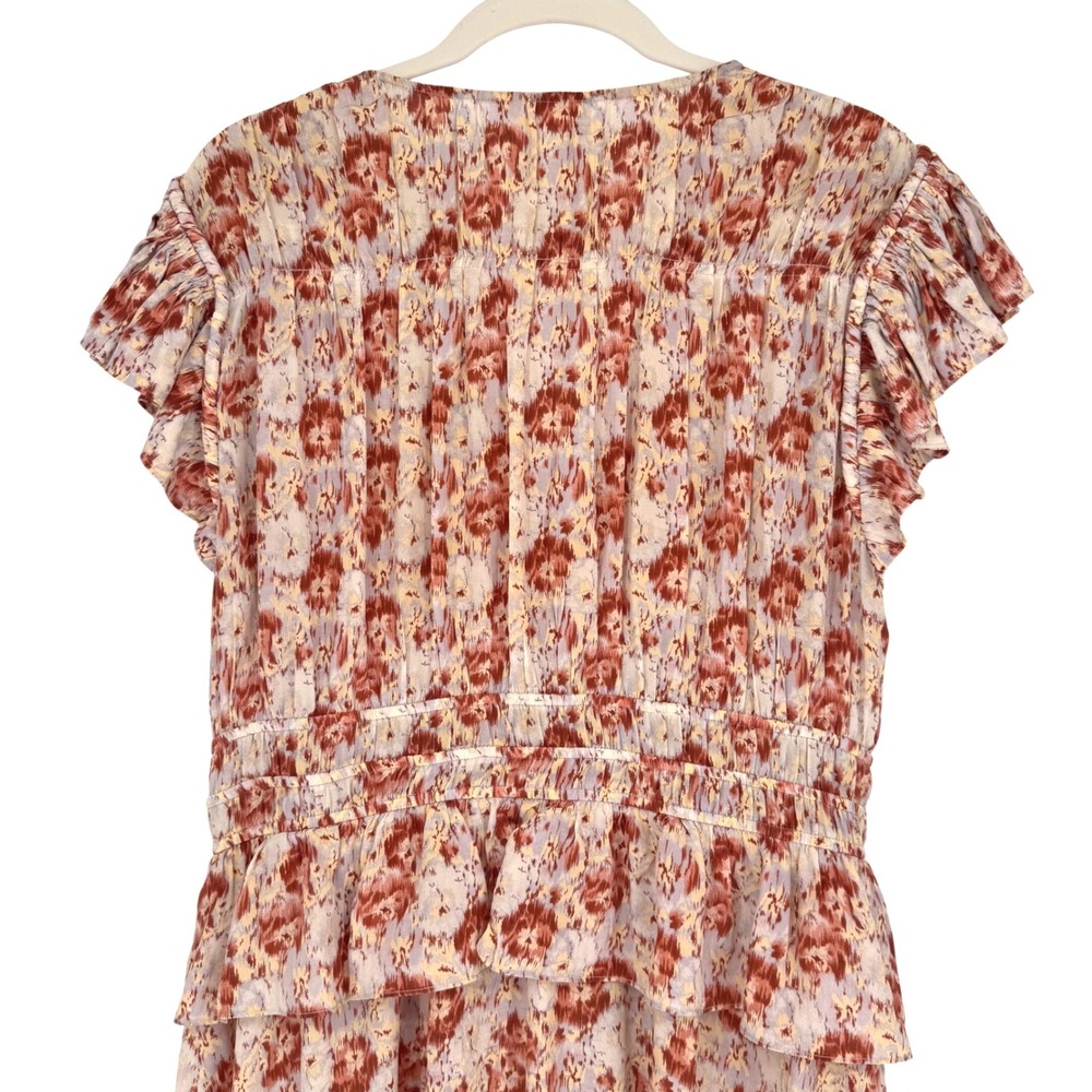 Ulla Johnson Silk Floral Ruffle Midi Dress Sz 14 Ethereal Summer Wedding Luxe - Picture 13 of 16